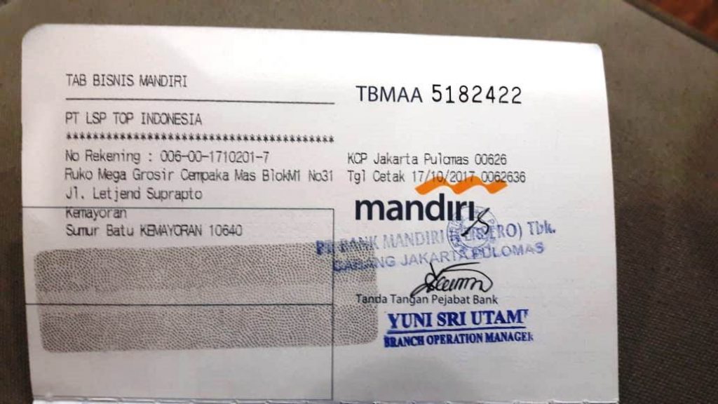 Contoh halaman buku tabungan
